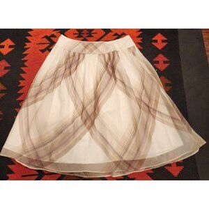 VINTAGE Talbots Womens 100% Silk White & Plaid A-Line Skirt Size 14